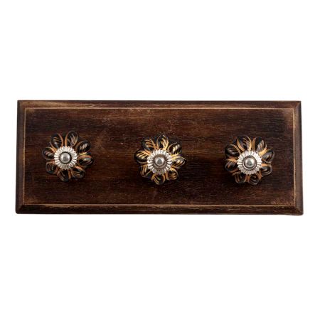 Black Golden Leaf Big Melon Ceramic Wooden Hooks